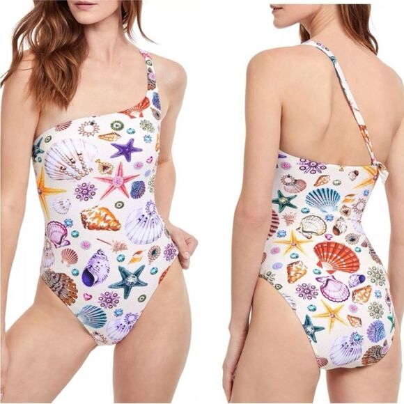 Gottex Womens Size 6 One Shoulder Printed One Piece Swimsuit